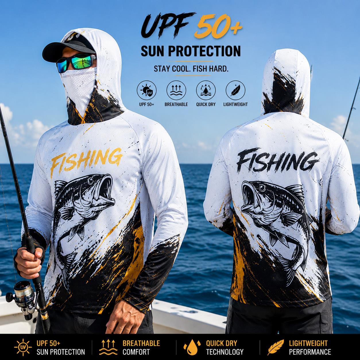 야외용 자외선 차단 긴팔 낚시 탑 넥 마스크 프린트 유 - Fishing 리뷰 및 가격